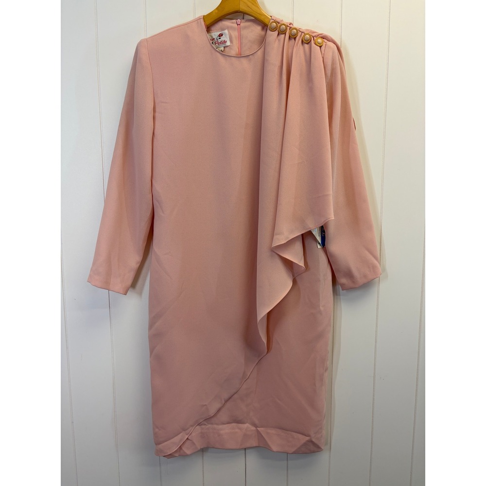 Vintage Caron Petite 80s Sheath Dress Womens Size 6 Romantic Formal Wedding Chic